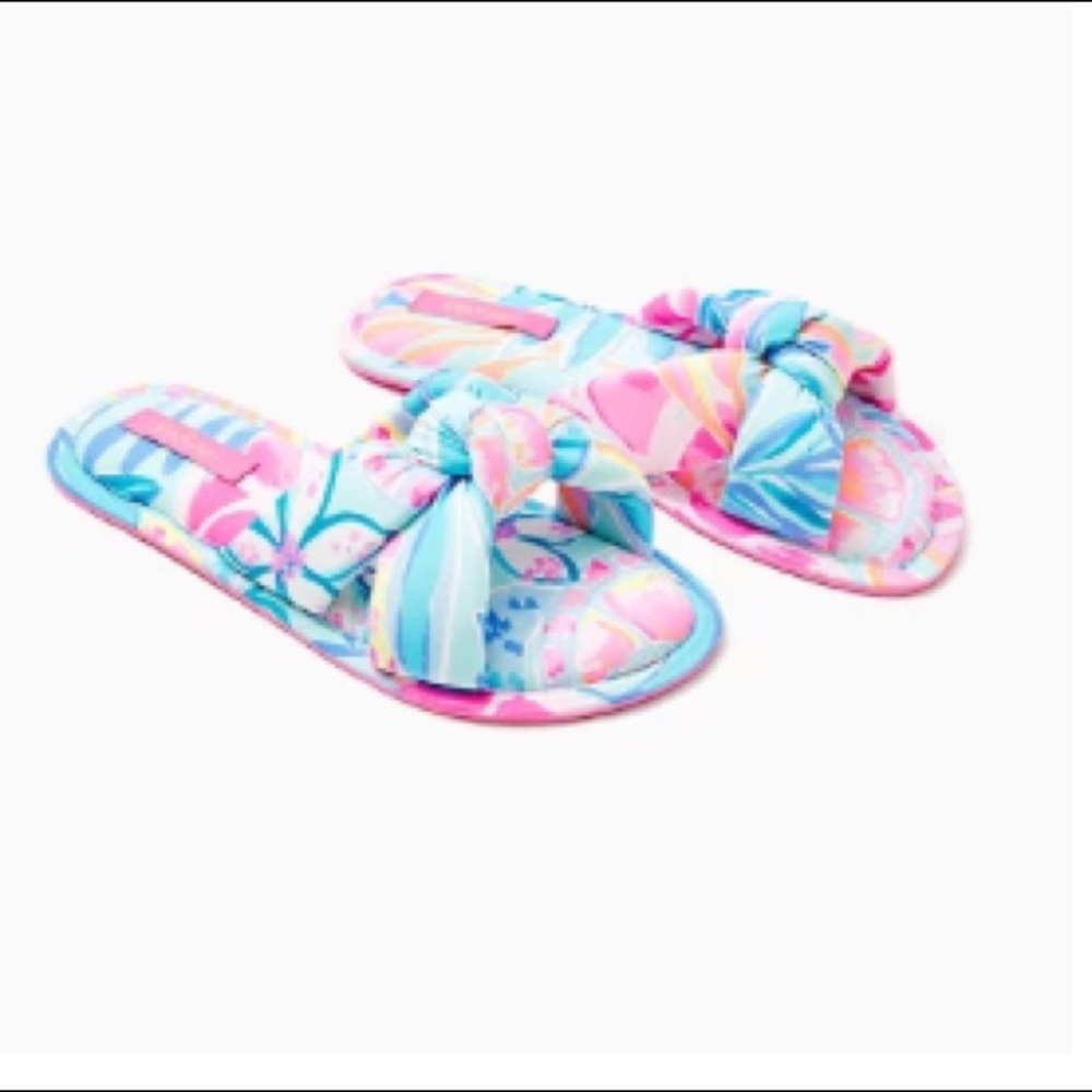 NWT Lilly Pulitzer Printed Pool Slipper Sea Glass Aqua Rainforest Retreat